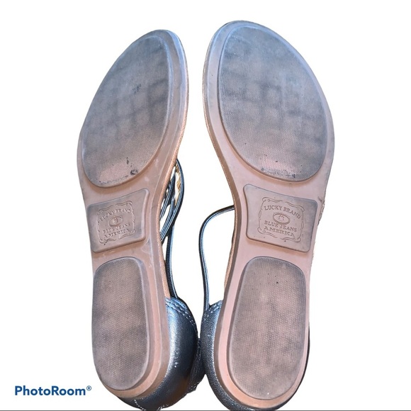 Lucky Brand Caryl Pewter Metallic Leather Sandals size 7 - Picture 6 of 7